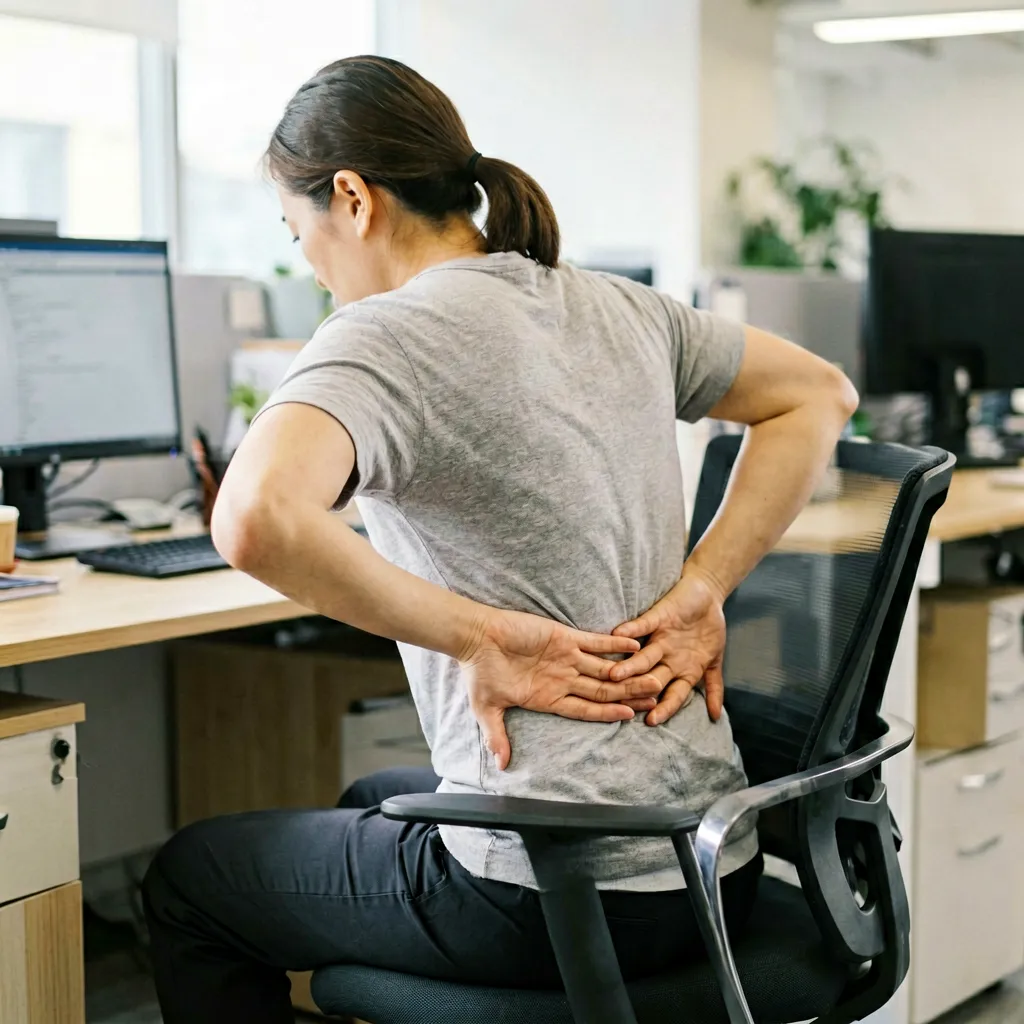 Adjustable lumbar support and seat depth for chronic lower back pain