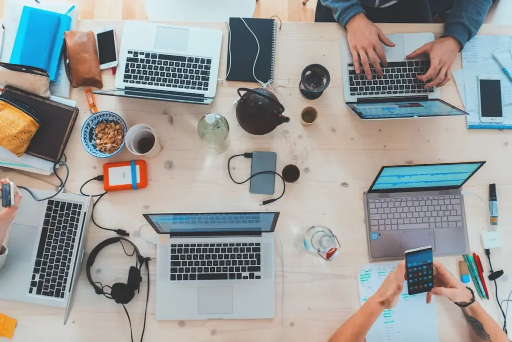 Man working at computer in modern office