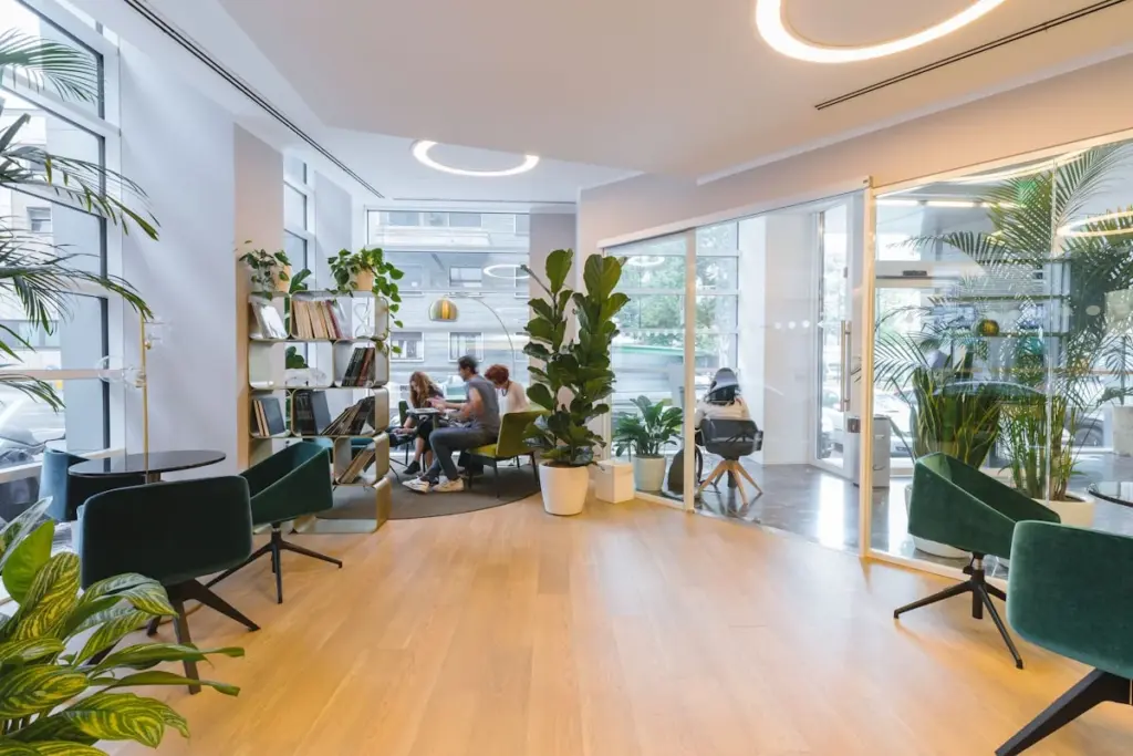 Modern coworking office space with natural light