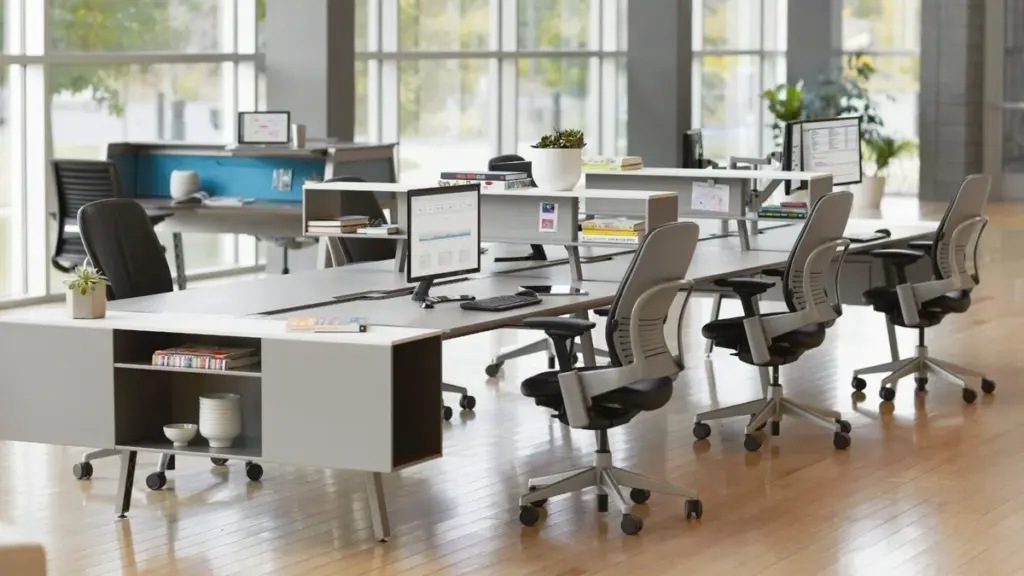 Steelcase Leap V2 chair side view in professional office setting